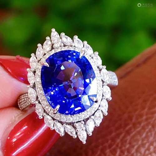 14K White Gold 8.561 CTW Tanzanite & Diamond Ring