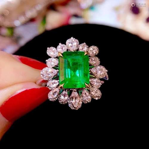 14K White Gold 2.44 CTW Emerald & Diamond Ring