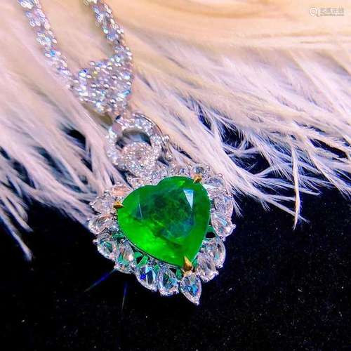 14K White Gold 4.36 CTW Emerald & Diamond Ring/Pendant