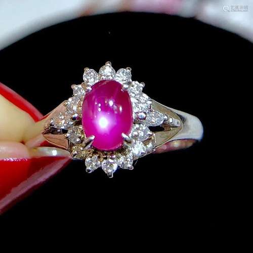 14K Gold 2.12 CTW Star Ruby & Diamond Ring