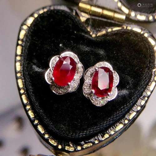 14K White Gold 1.326 CTW Ruby & Diamond Earrings