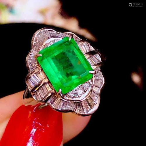 14K Gold 4.12 CTW Emerald & Diamond Ring