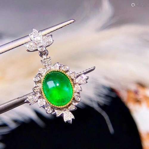 14K White Gold 1.91 CTW Emerald & Diamond Pendant