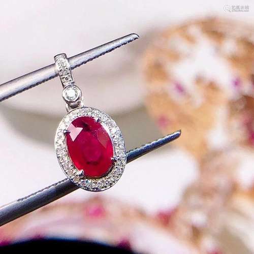 14K White Gold 1.143 CTW Ruby & Diamond Pendant