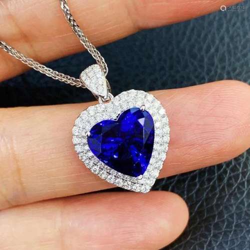 14K White Gold 6.12 CTW Tanzanite & Diamond Pendant