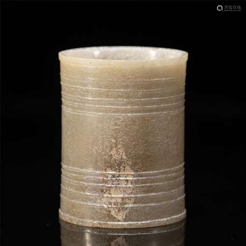 A CHINESE ARCHAIC CARVED JADE TUBE