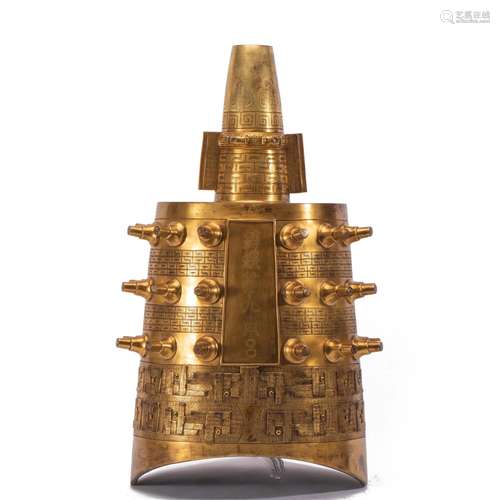 A CHINESE BRONZE-GILT RITUAL BELL