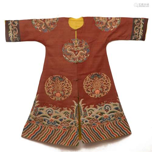 A CHINESE EMBROIDERED DRAGON ROBE