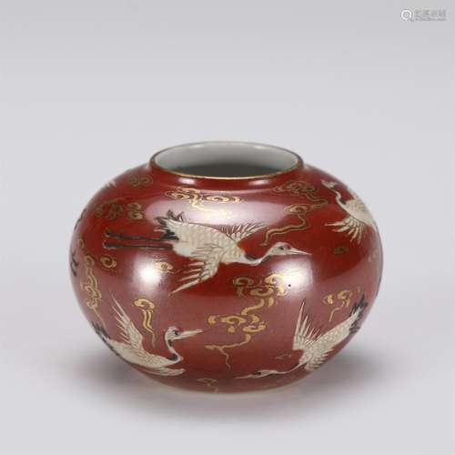 A CHINESE FAMILLE ROSE IRON RED GLAZE PORCELAIN WATER POT,QI...