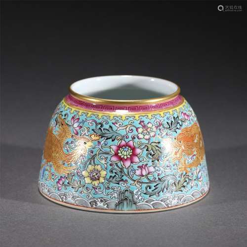 A FAMILLE ROSE FLOWERS PORCELAIN WATER POT,YONGZHENG