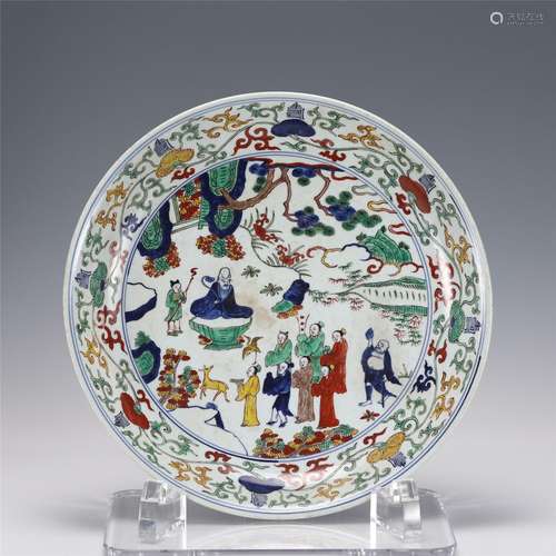 A CHINESE WUCAI PORCELAIN DISH,WANLI