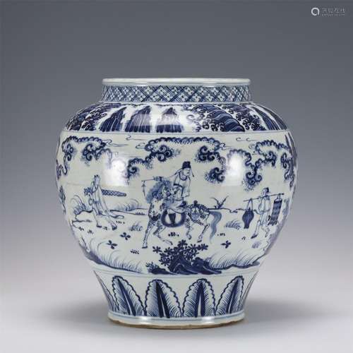 A CHINESE BLUE AND WHITE PORCELAIN JAR,MING