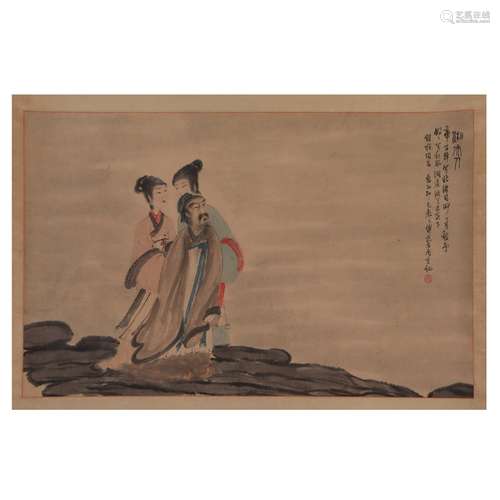 A CHINESE PAINTING DEPICTING FIGURES