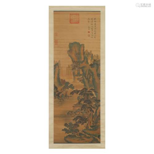 A CHINESE PAINTING OF ADMIRING SCENERY