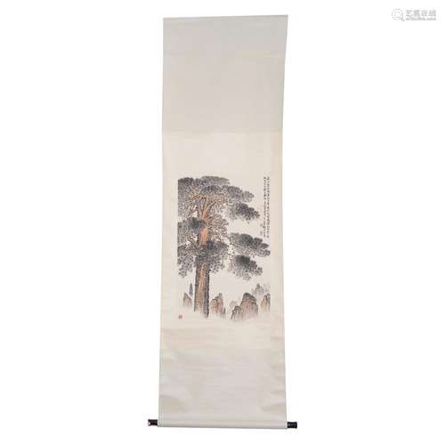 A SCROLL PAINTING OF PINE TREE,SIGNED QIAN SONGYAN