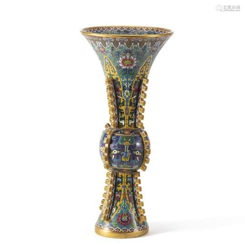 A CHINESE CLOISONNE ENAMEL VASE GU