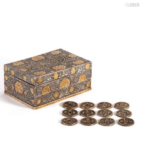 A SET OF TWELVE CHINESE SILVER-GILT COINS