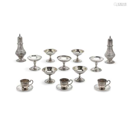 A GROUP OF AMERICAN STERLING SILVER SHERBET STANDS AND DININ...