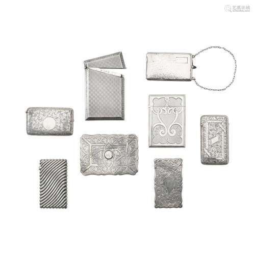 A GROUP OF ENGLISH STERLING SILVER CARD CASES by various mak...