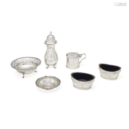 SIX ENGLISH SILVER TABLE ARTICLES by various makers, 19th-20...