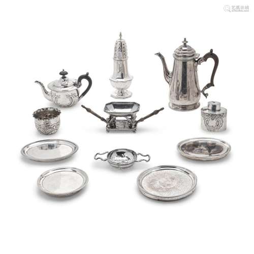 A GROUP OF ENGLISH SILVER TEA AND COFFEE VESSELS by various ...