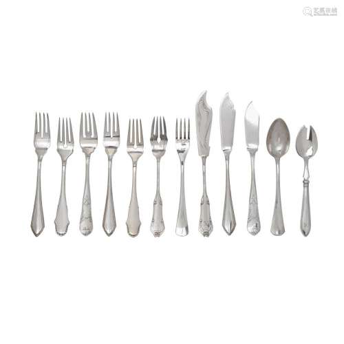 A GROUP OF DANISH 830 STANDARD SILVER FLATWARE PIECES by Chr...