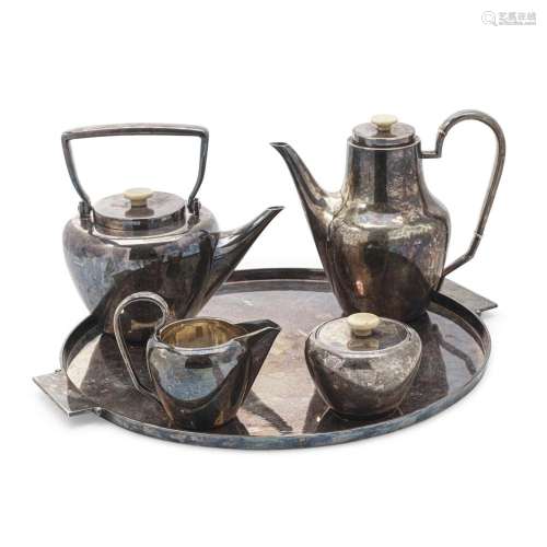 A DANISH STERLING SILVER FOUR-PIECE TEA AND COFFEE SERVICE W...