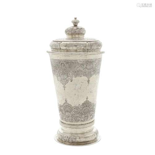 A RUSSIAN SILVER PARCEL-GILT LIDDED BEAKER circa 1832