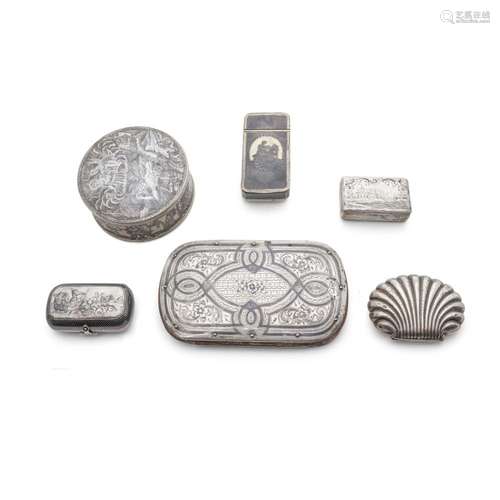 A GROUP OF RUSSIAN 875 STANDARD SILVER AND NIELLO PERSONAL A...