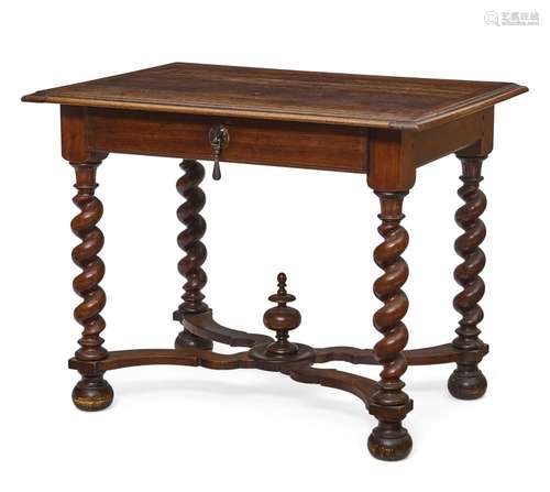 A WILLIAM AND MARY OAK AND WALNUT TABLEEarly 18th century an...