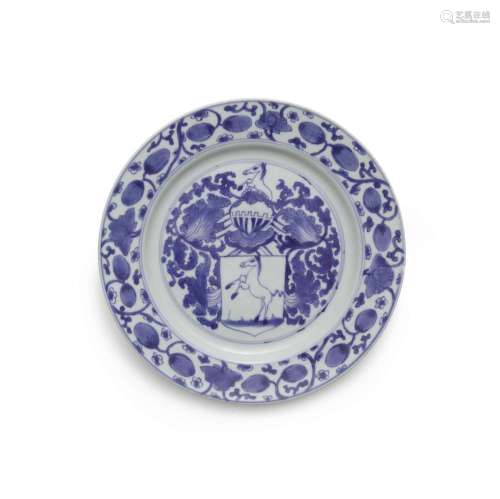 A CHINESE BLUE AND WHITE PORCELAIN DISH Kangxi period