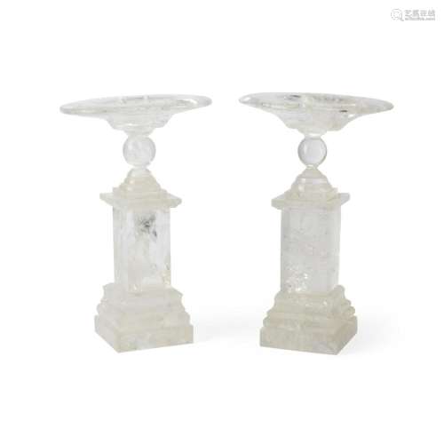 A PAIR OF ROCK CRYSTAL TAZZA