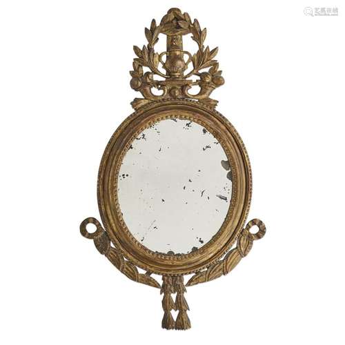 A LOUIS XVI GILTWOOD MIRROR