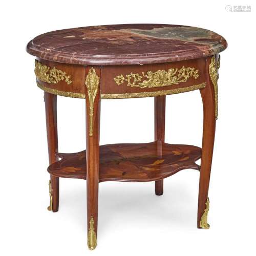 A FRENCH MARBLE TOP AND BRONZE MOUNTED MAHOGANY OCCASIONAL T...