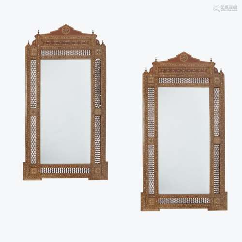 A PAIR OF LEVANTINE STYLE INLAID MIRRORS