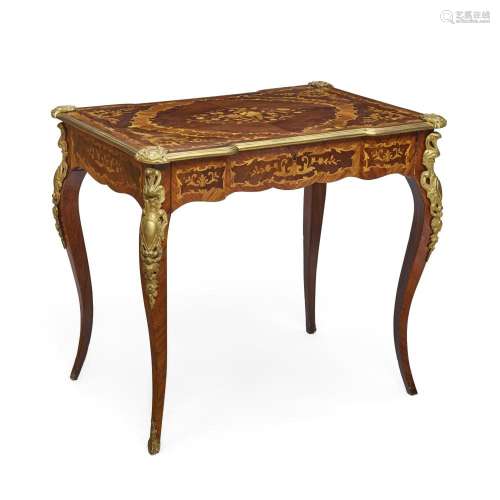 A LOUIS XV STYLE GILT BRONZE MOUNTED MARQUETRY SINGLE DRAWER...