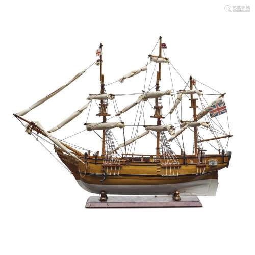 TWO PAINTED WOOD MODELS OF SHIPS