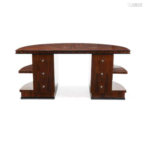 AN ART DECO STYLE EXOTIC WOOD EXECUTIVE DESK