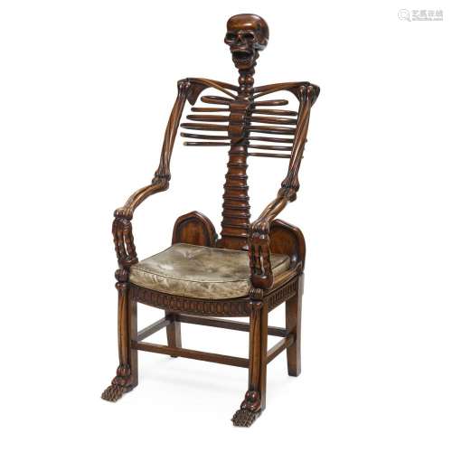 A STAINED PINE SKELETON CHAIRProbably Russian