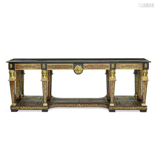 A NAPOLEON III GILT BRONZE MOUNTED AND BOULLE STYLE DECORATE...