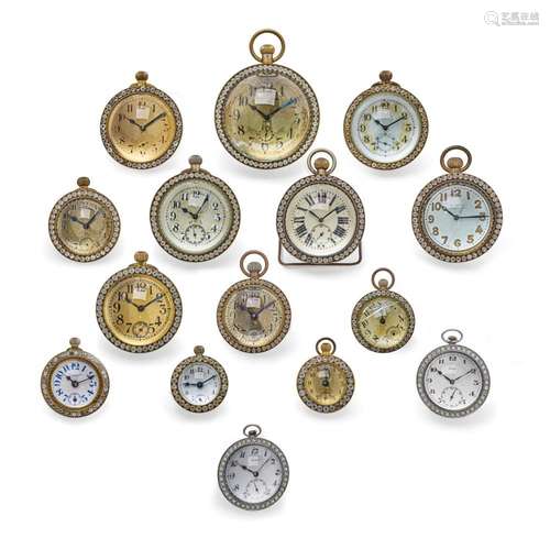 A GROUP OF SIXTEEN BALL CLOCKS