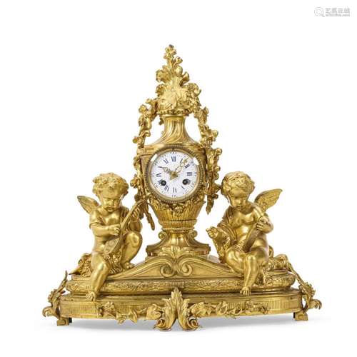 A NAPOLEON III GILT BRONZE FIGURAL MANTEL CLOCKThird quarter...