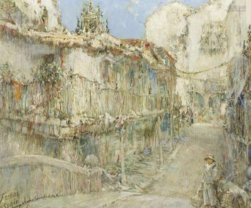 George Wharton Edwards (1859-1950) A fishing village, Ferrol...