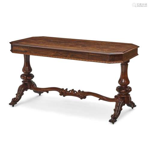 A WILLIAM IV GILT BRONZE MOUNTED EXOTIC WOOD LIBRARY TABLECi...