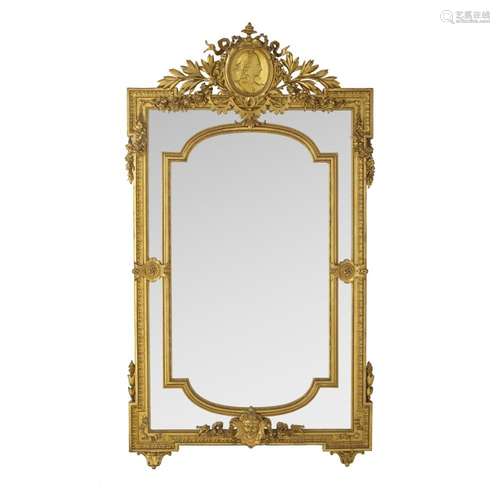 A LOUIS XVI STYLE GILTWOOD PIER MIRRORLate 19th century