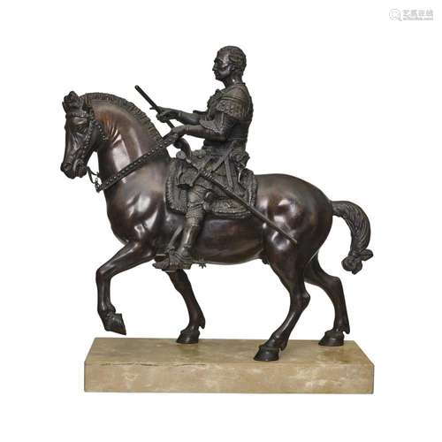 A PATINATED BRONZE EQUESTRIAN STATUE OF AUGUSTUS