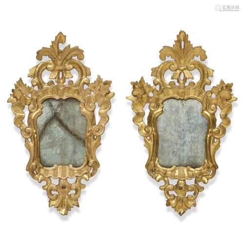 A PAIR OF BAROQUE STYLE GILTWOOD MIRRORSLate 19th/early 20th...