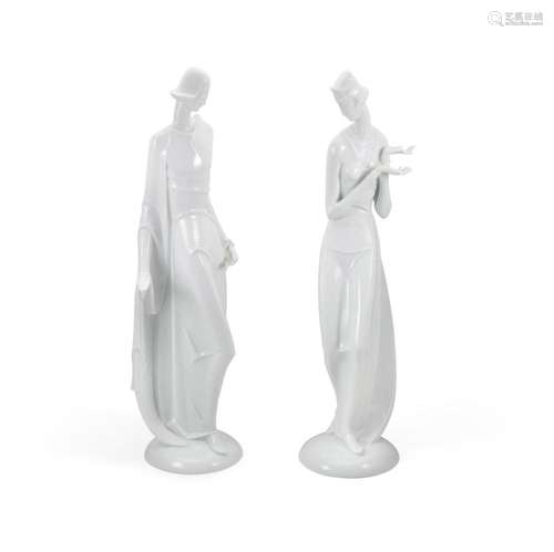 A PAIR OF ROSENTHAL BLANC DE CHINE PORCELAIN FIGURES: PRINCE...