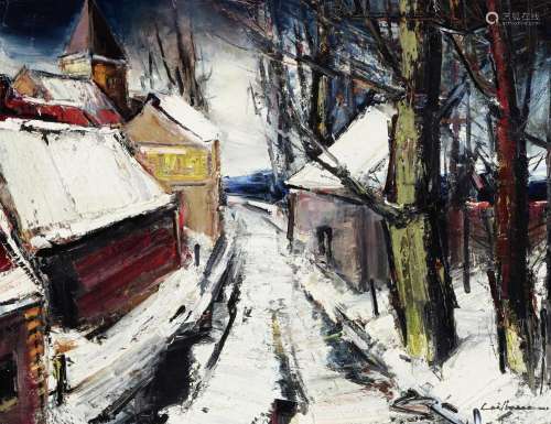 Rodolphe Caillaux (French, 1904-1990) A winter scene 29 x 36...