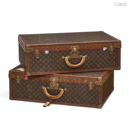 TWO LOUIS VUITTON MONOGRAM CANVAS SUITCASES